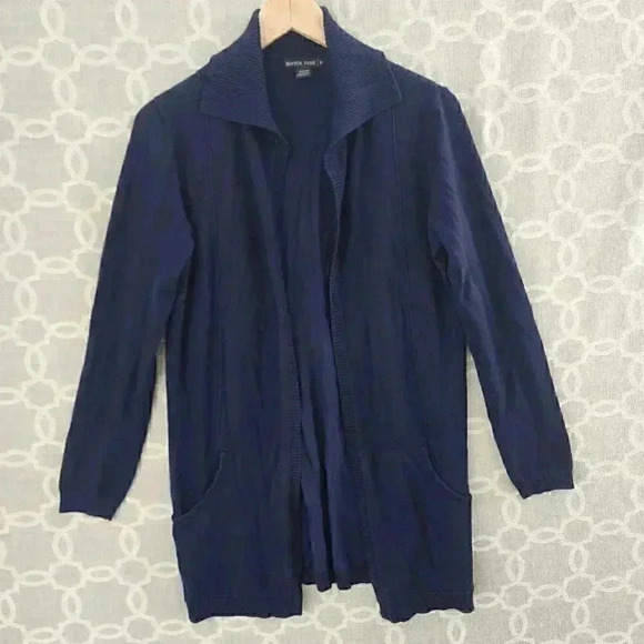 Hayden Park Rayon Navy Blue Open Front Long Sweater Cardigan Women's M - Picture 1 of 8